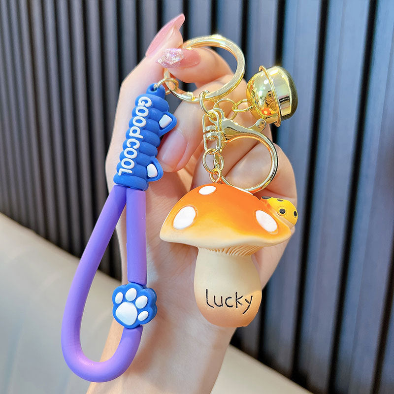 Wholesale Creative Cartoon Resin Ladybug Mushroom Keychain